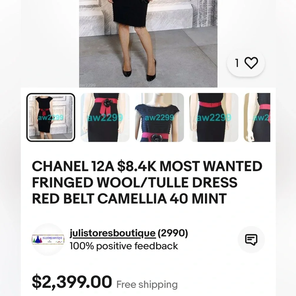 Chanel: Camellia Flower Bow Ribbon Tie Wool Dress (RARE) - Picture 14 of 16